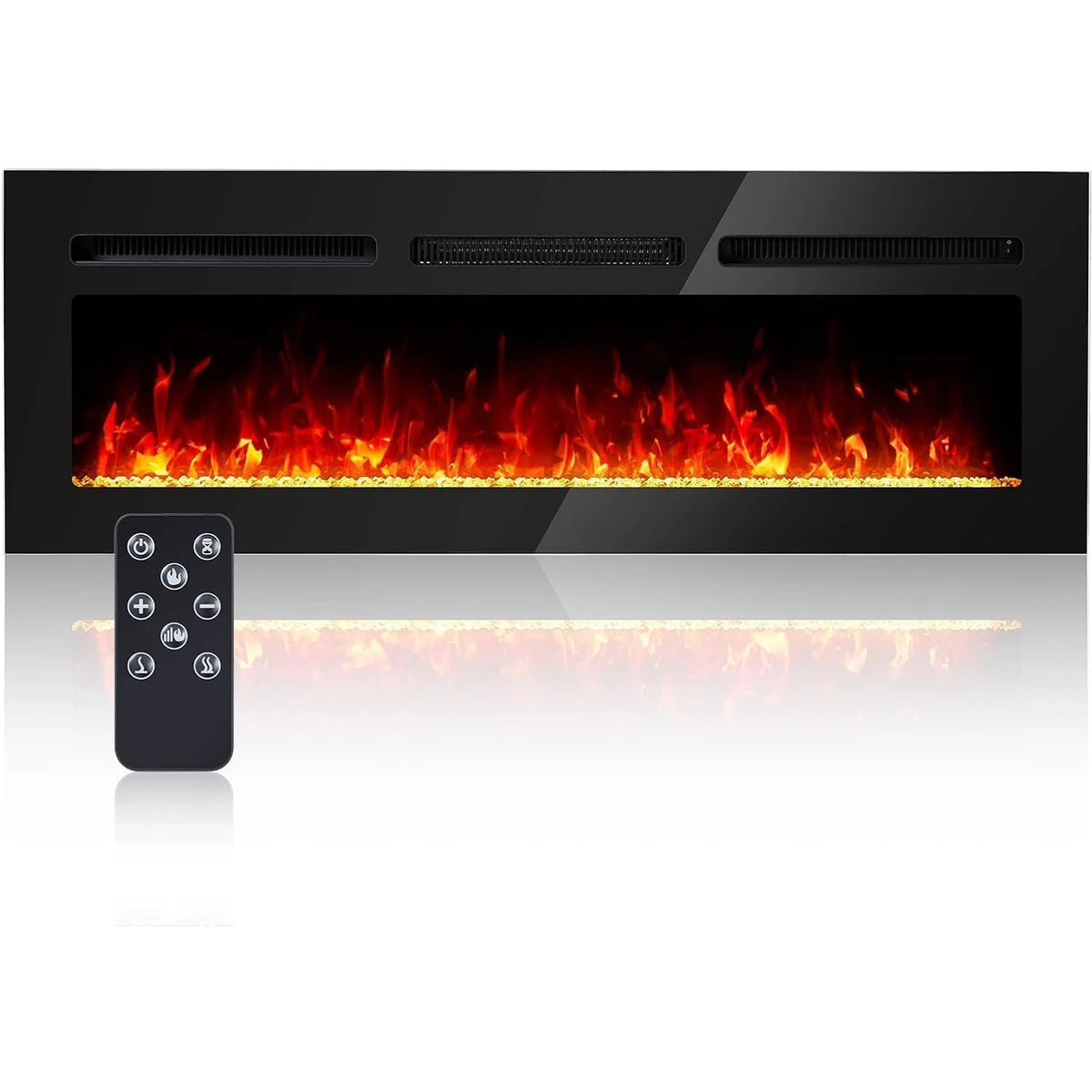Cheminée électrique murale 127 cm panneau bois et cristal 1500 W