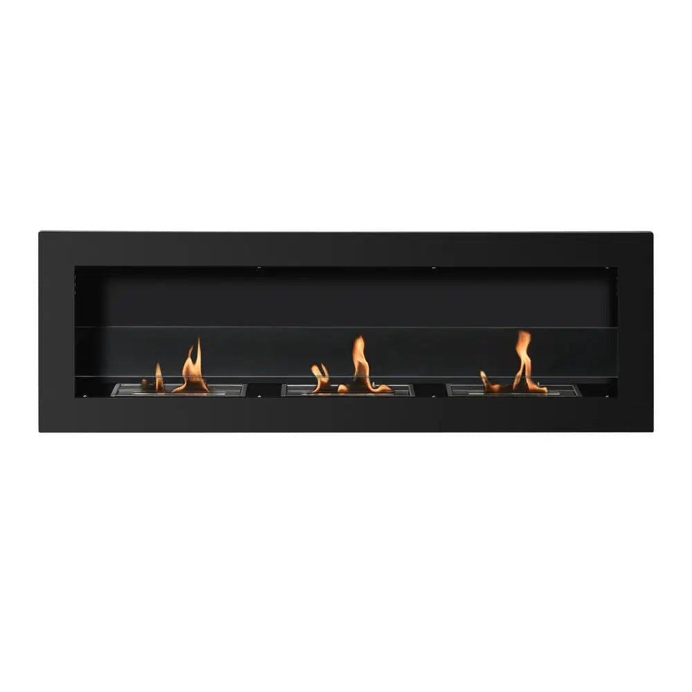 Cheminée bioéthanol murale 3 brûleurs 120 cm inox noir