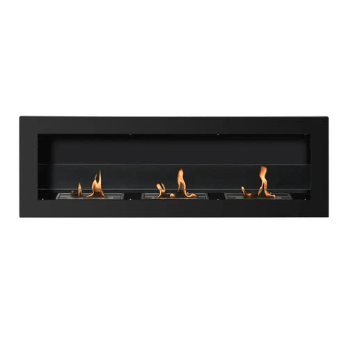 Cheminée bioéthanol murale 3 brûleurs 120 cm inox noir